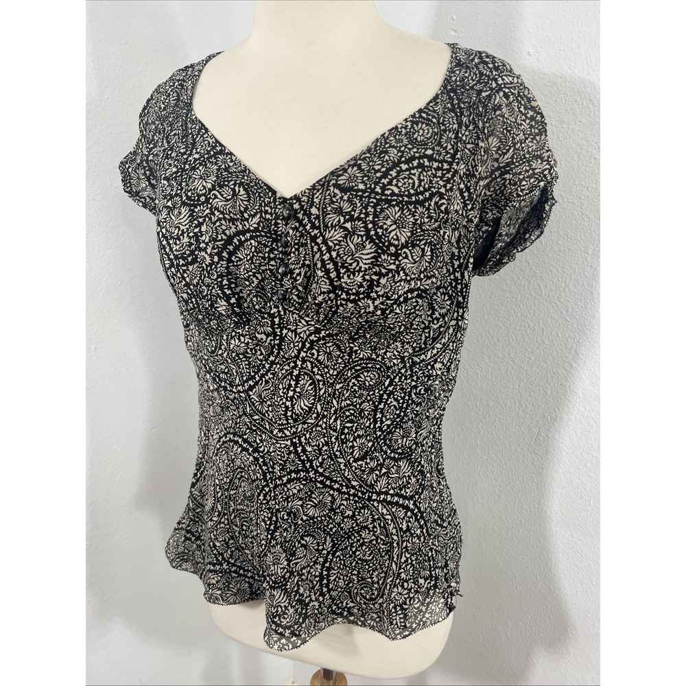 Vtg Ann Taylor Top Women 6 Floral Babydoll Romantic Coquette Y2K